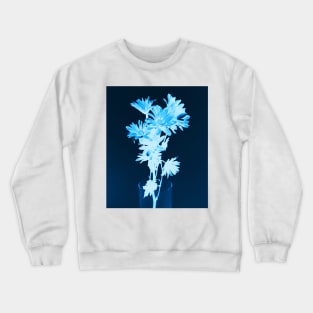 Cyanotype Art Printing Blue Flowers Daisy Photography Crewneck Sweatshirt